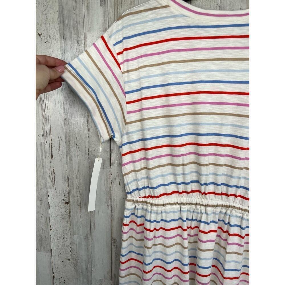 Caslon Striped Shirt Dress Short Sleeve Drawstring Casual Size S with Pockets - Picture 7 of 12